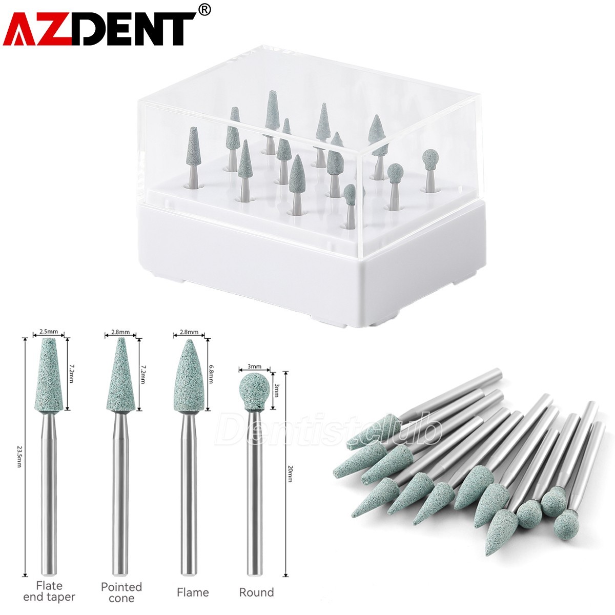 AZDENT Dental Polishing Burs FG High Speed Green Stone Coarse Abrasion Burs 12pc