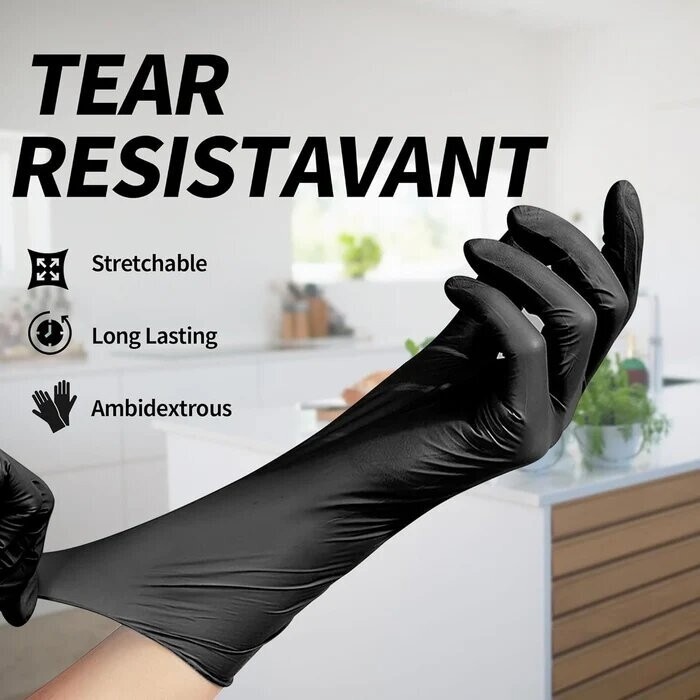 GP Craft Black Nitrile Gloves 5Mil Disposable Latex-Free (100/Count)
