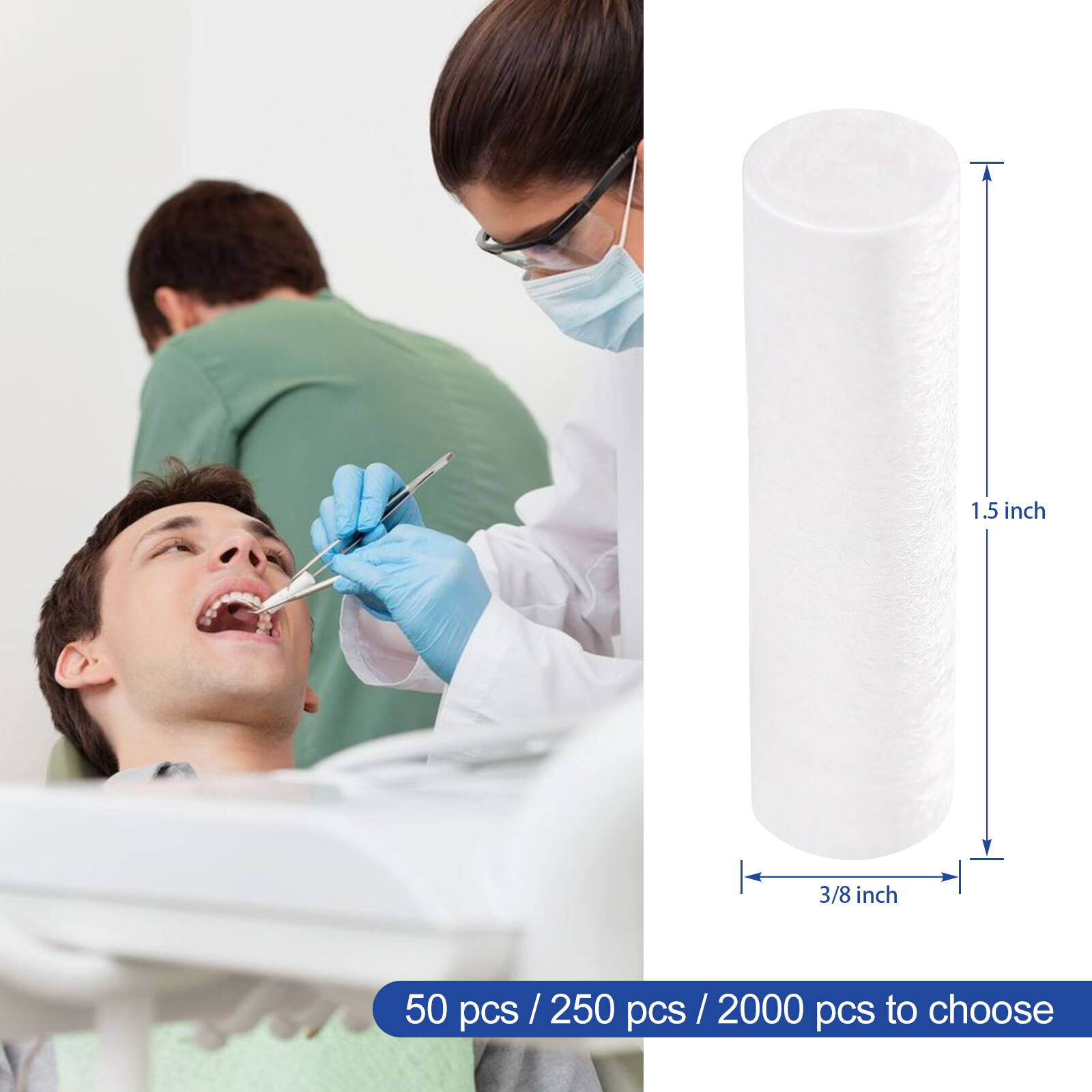 #2 Medium Cotton Rolls 1.5” High Absorbent Dental Mouth Rolls Nosebleed Plugs