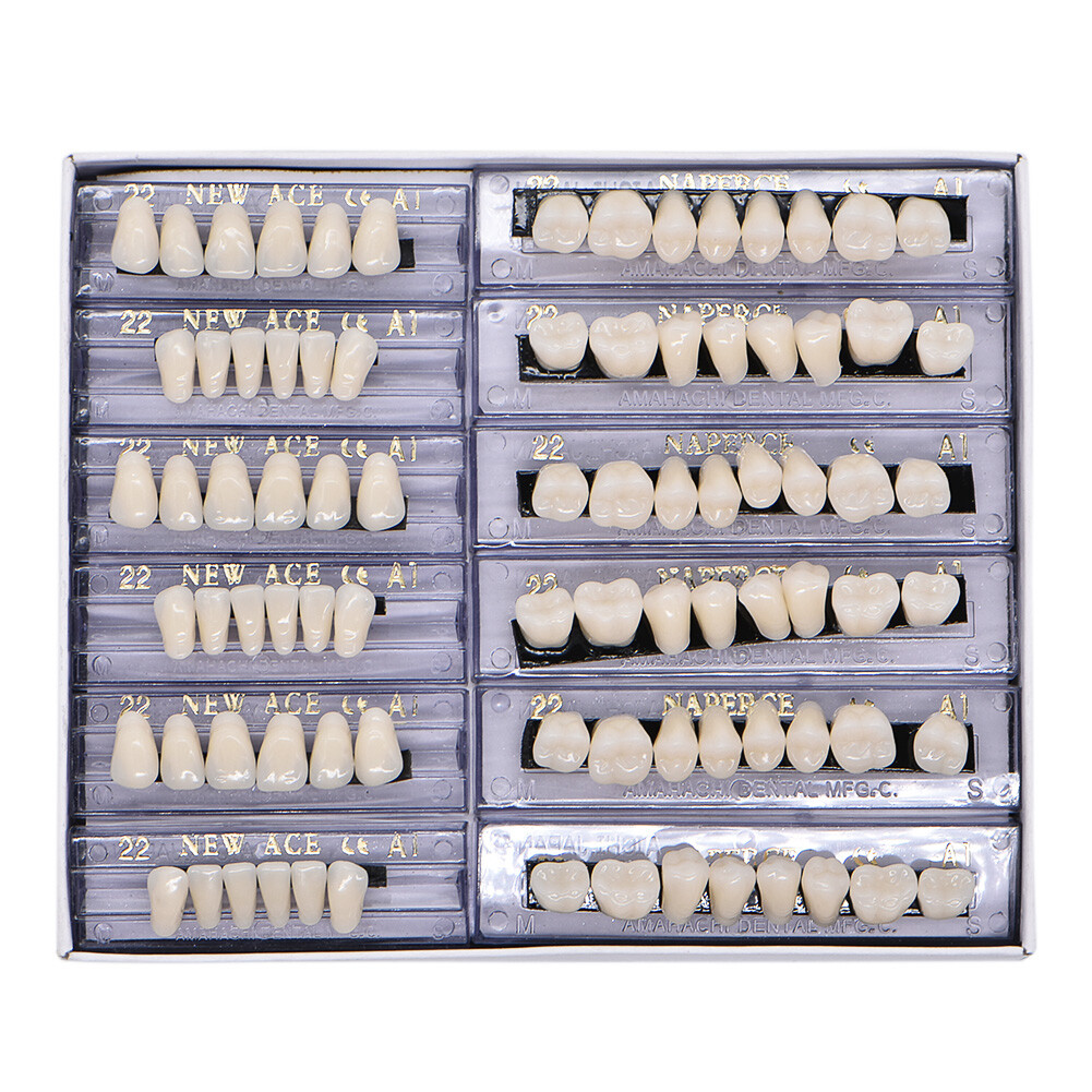1-6 Box Dental Acrylic Resin Denture 22# A1 Full Set Teeth Upper Lower Shade HOT