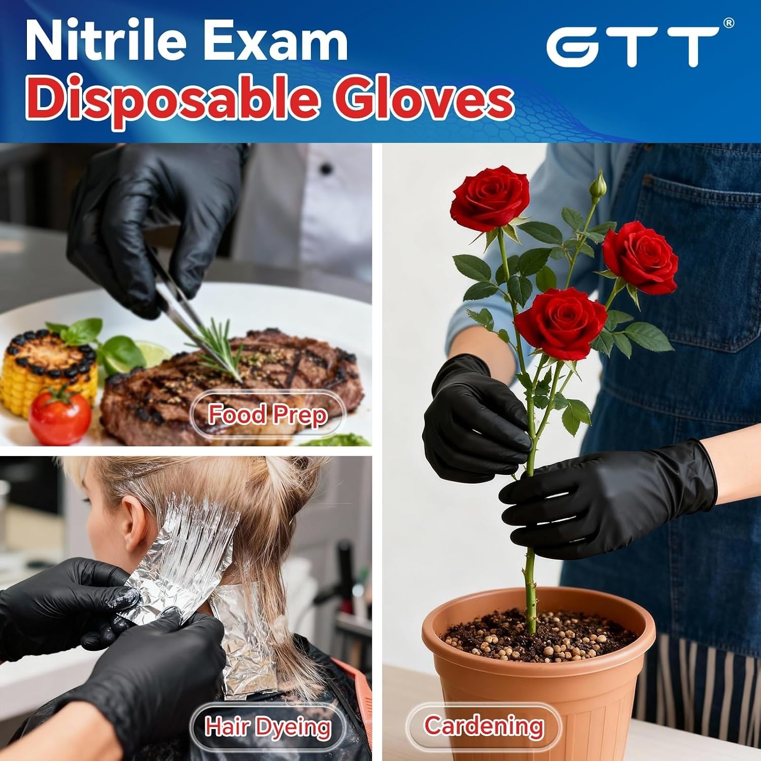 Disposable Black Nitrile Gloves 6 Mil – 1000 pcs for Food Prep & First Aid