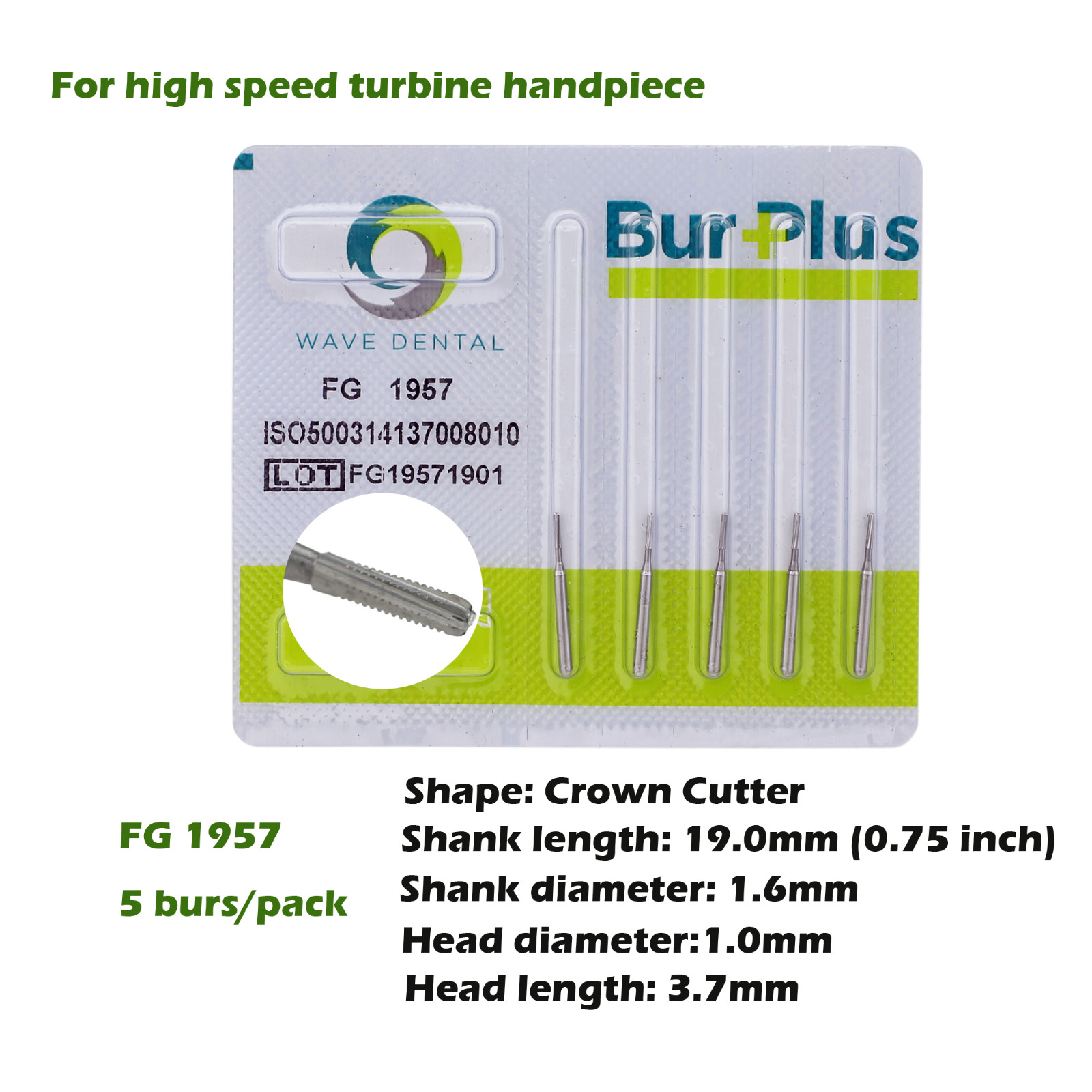Wave Dental Burs Carbide Crown Metal Cutting Bur FG 1957 1958 High Speed Prima