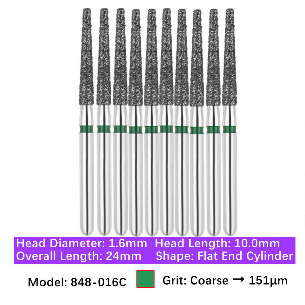 10pc Dental FG High Speed Diamond Burs Flat End Taper Shape Polishing Burs