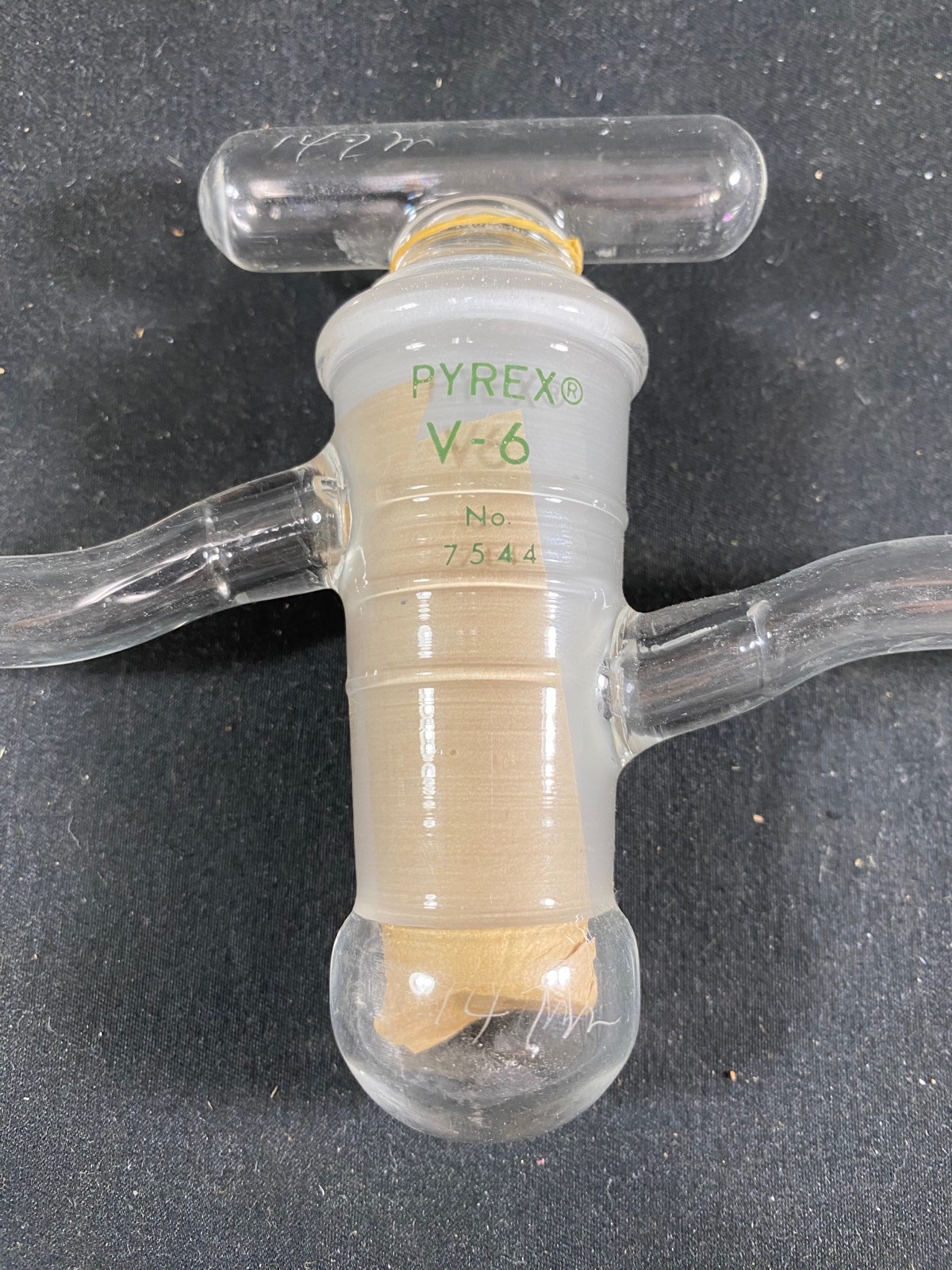 PYREX V-6 High Vacuum Stopcock Oblique 7mm Bore Hollow 310mm Length 12mm O.D.