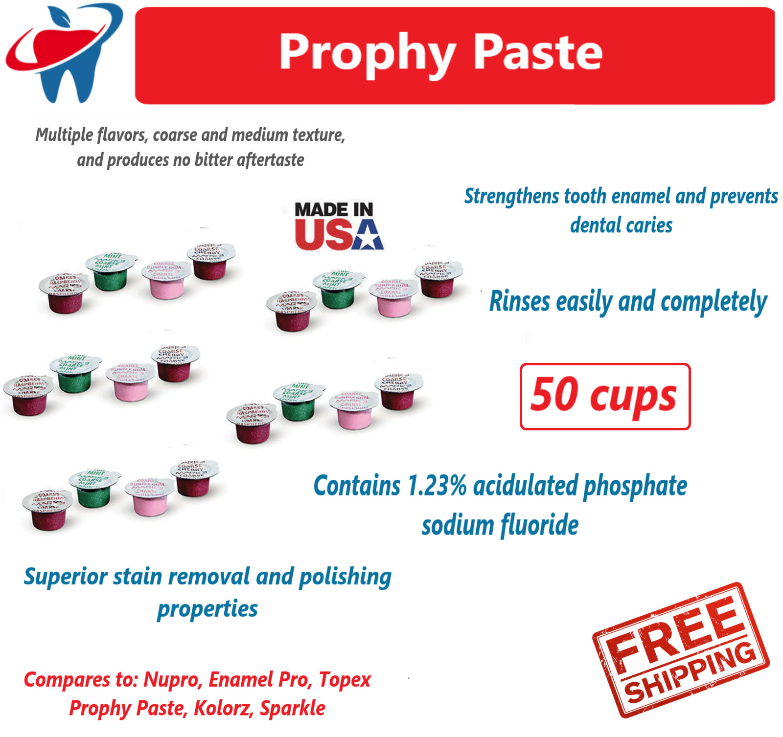 Dental Prophy Paste Prophylaxis Non Splatter Mark3 All types & Flavors 50-600/Bx