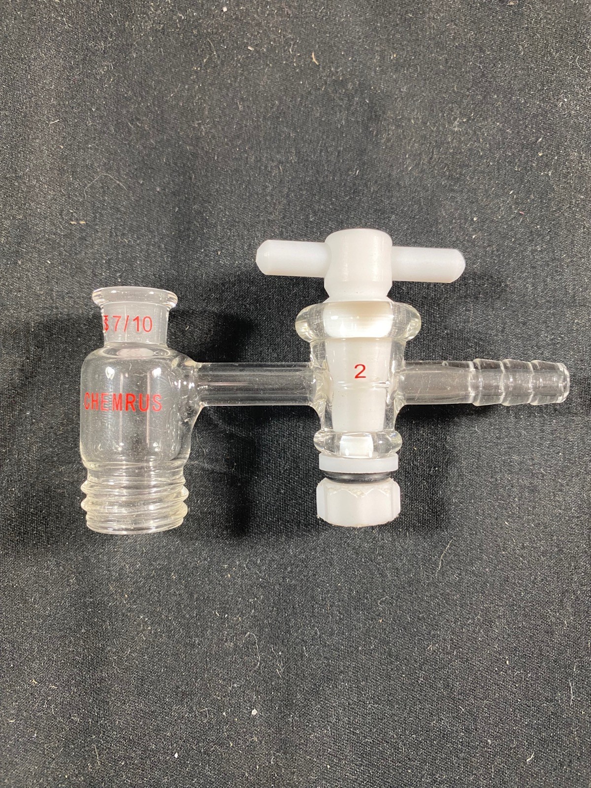 CHEMRUS Glass 7/10 20-400 Thread Stopcock Cleanse-Free Vacuum Adapter CR-2028-04