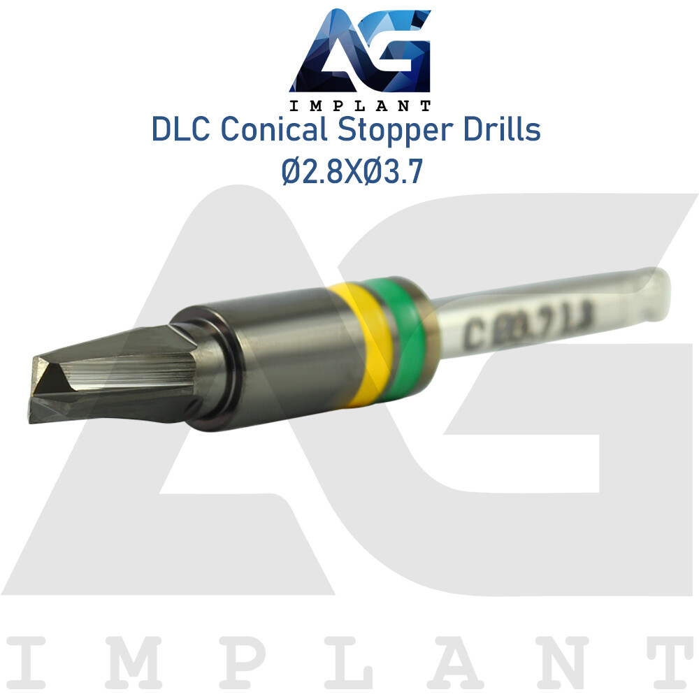 Ø2.8XØ3.7 Integral Stopper DLC Conical Drill External Irrigation Tool Carbon