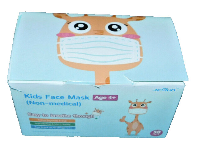 Kids Face Masks 50 Non-Medical JeSun Disposable 3-Ply Ear Loop Unisex White