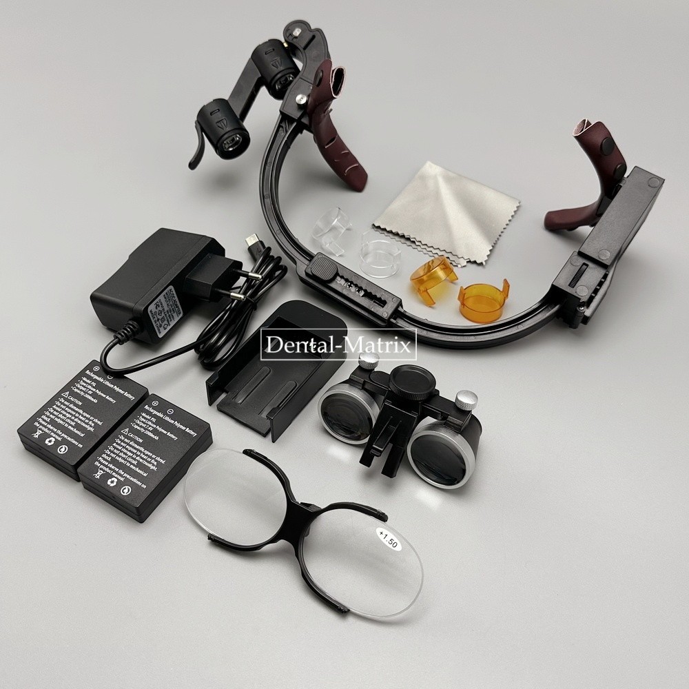 2.5x 3.5x Medical Dental Binocular Loupes Headband Magnifier LED Headlight US/EU