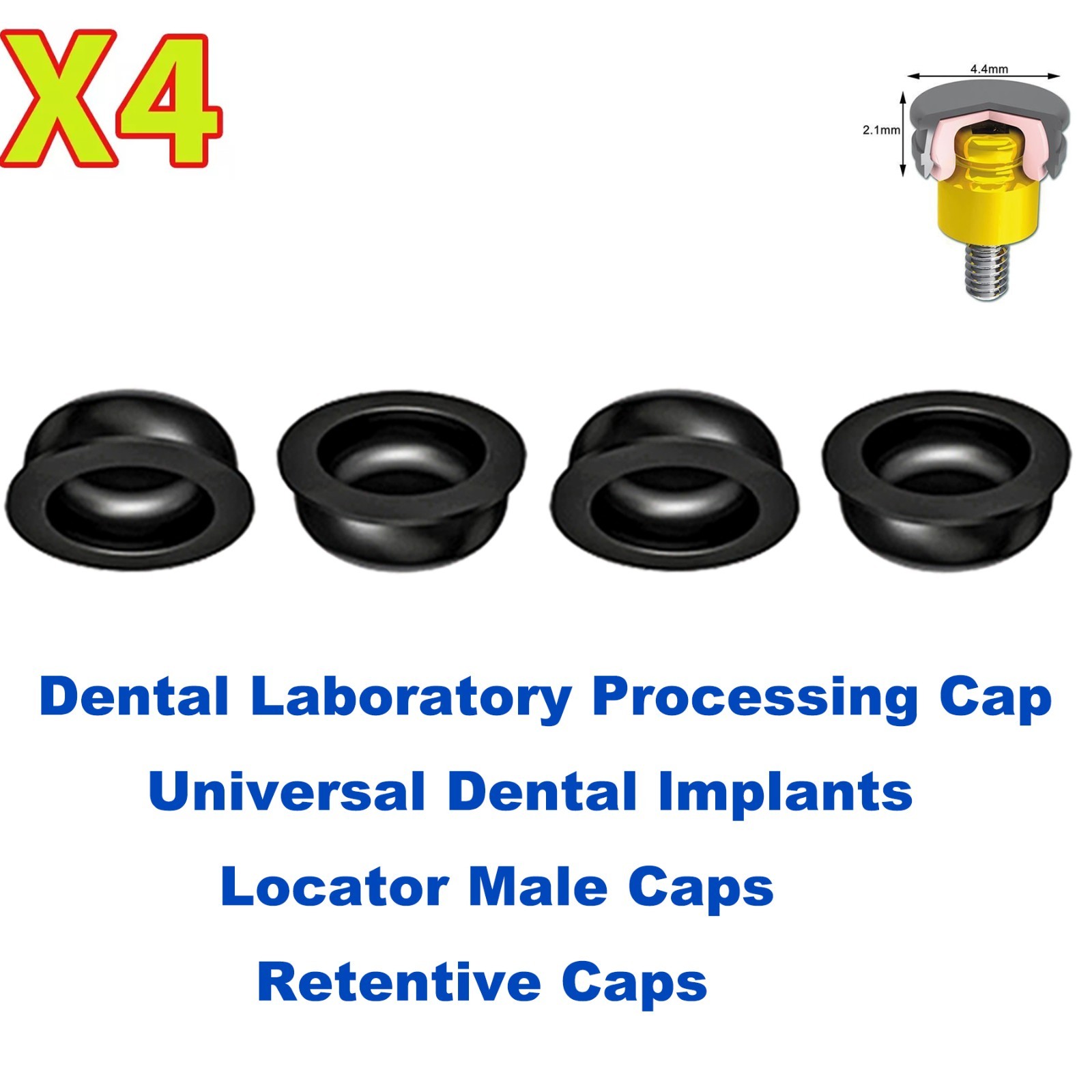 US 4Pcs Dental Implant Overdenture Retention Caps For Locator Abutment Insertion
