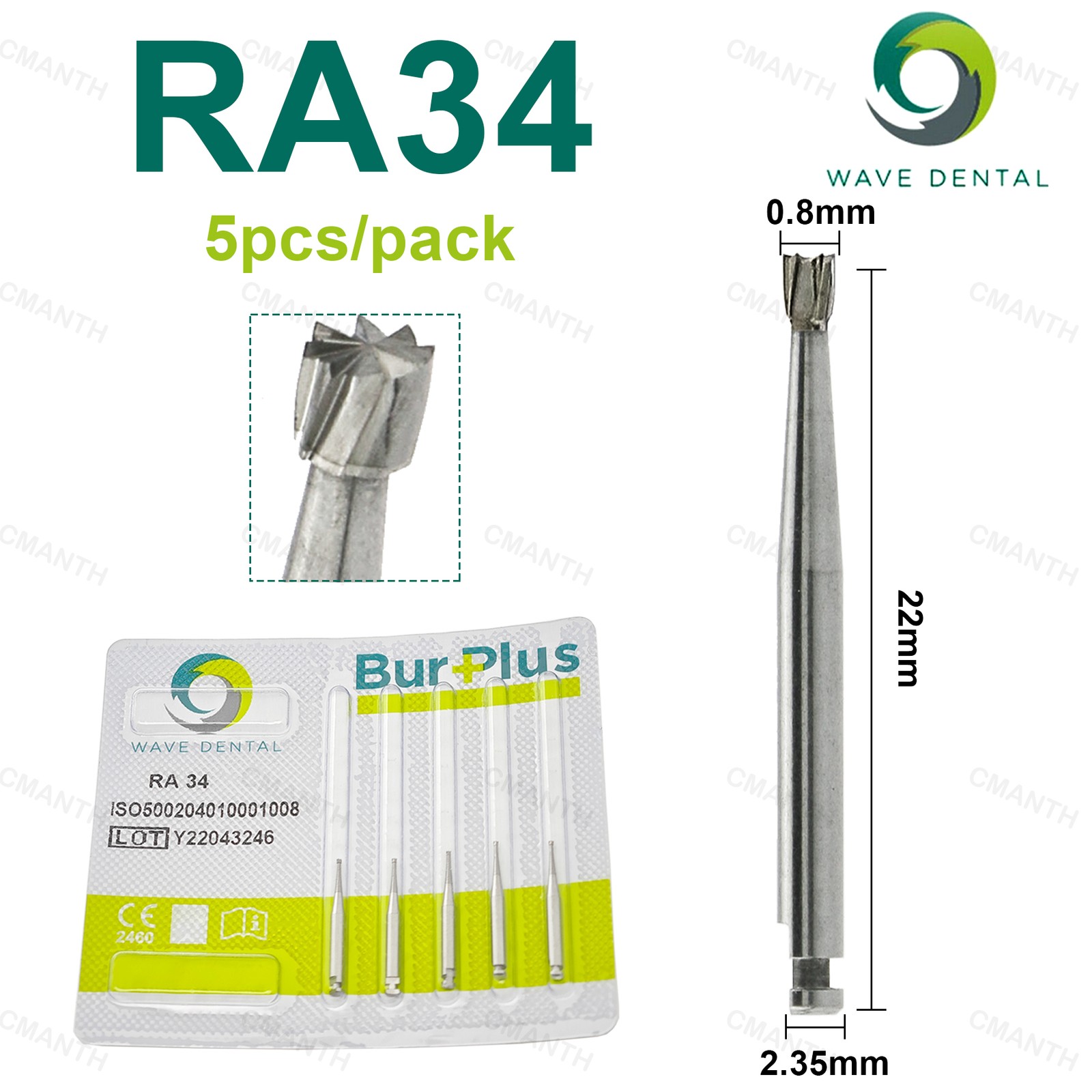 WAVE Dental Inverted Cone Bur Tungsten Carbide Burs RA For Low Speed Dia.2.35mm