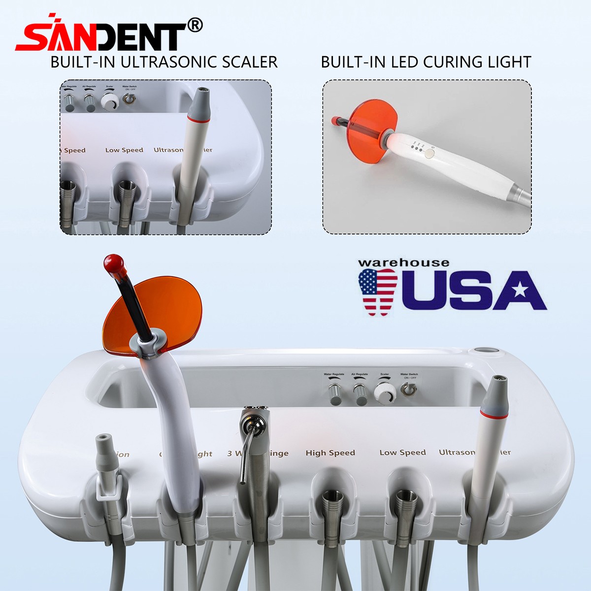 Portable Dental Delivery Unit Air Compressor Suction System 4H Light Scaler