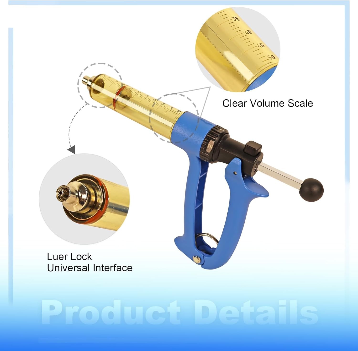 50ML Semi Automatic Livestock Syringe, Continuous Repeating Luer Lock Syringe