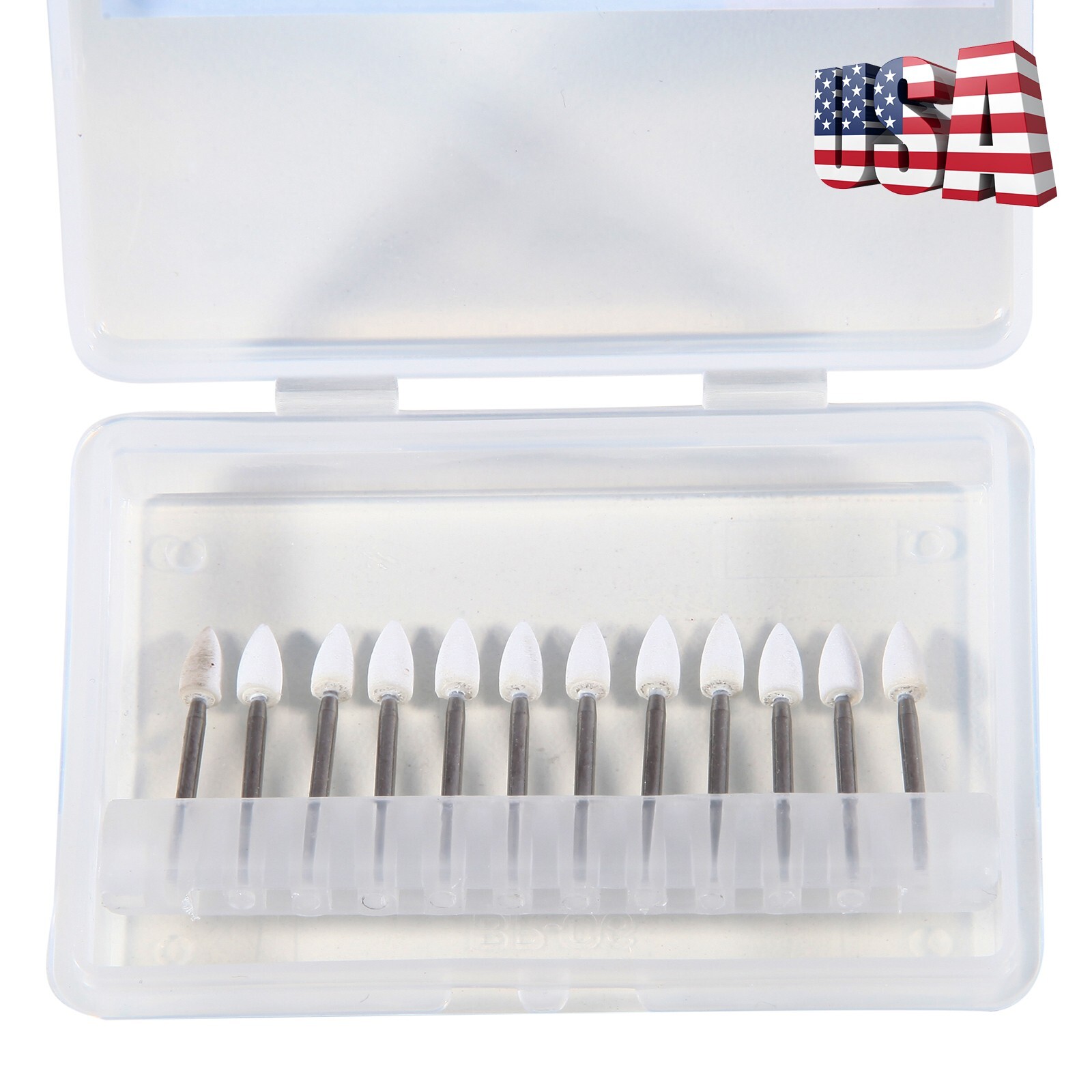 12pcs Dental Flame White Stone Polishing FG Burs Fl2 Abrasion Point Bur SANDENT