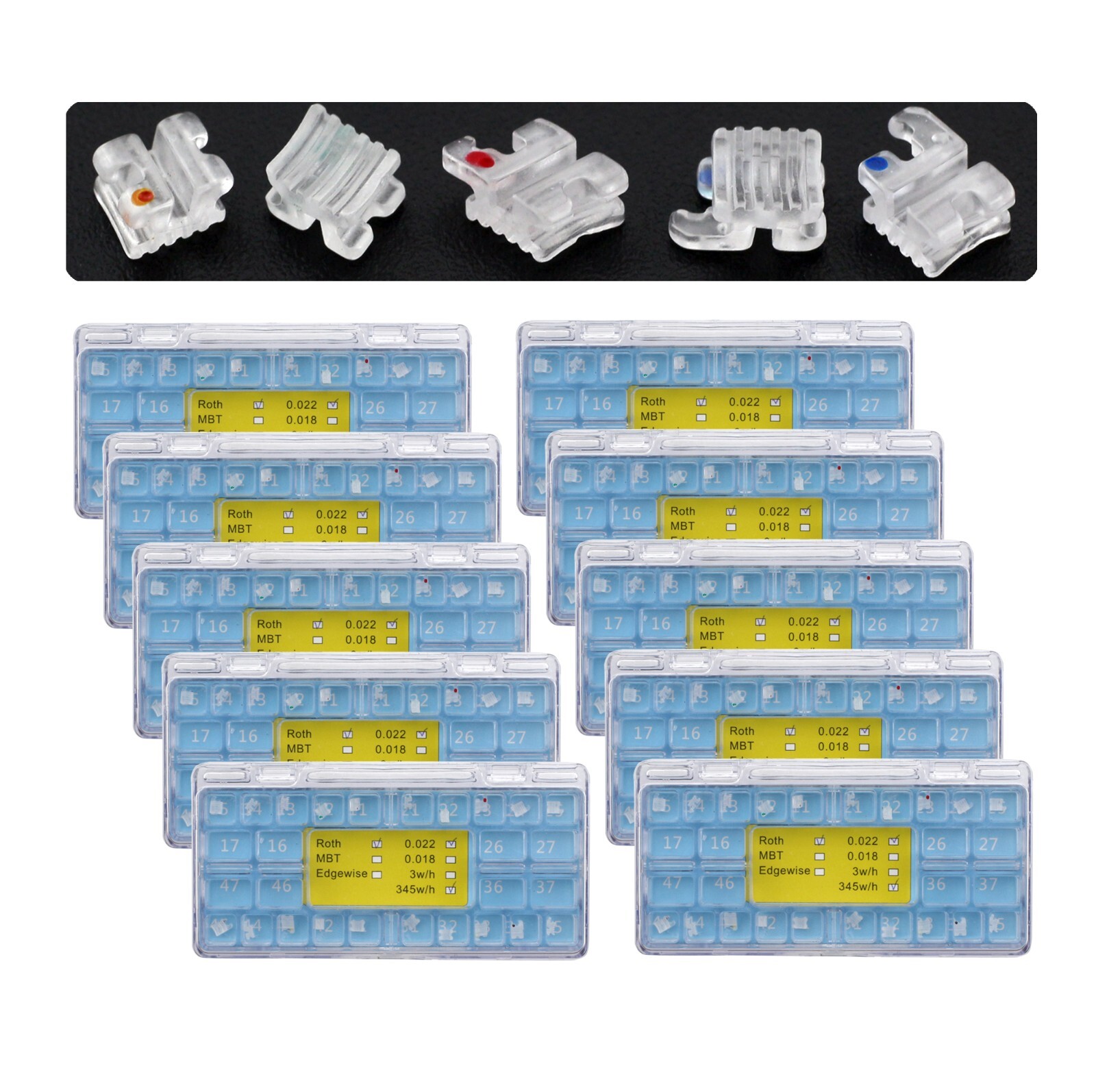 Dental Orthodontic Bracket Ceramic Clear Braces Sapphire Aesthetic Roth MBT 022