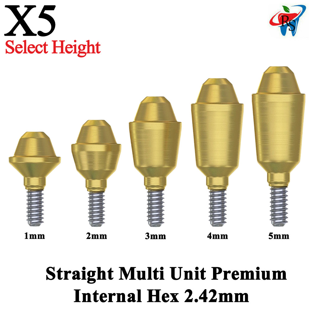 5pcs Straight Multi-Unit 1.6 Standard Int Hex 2.42mm Connection Dental Titanium