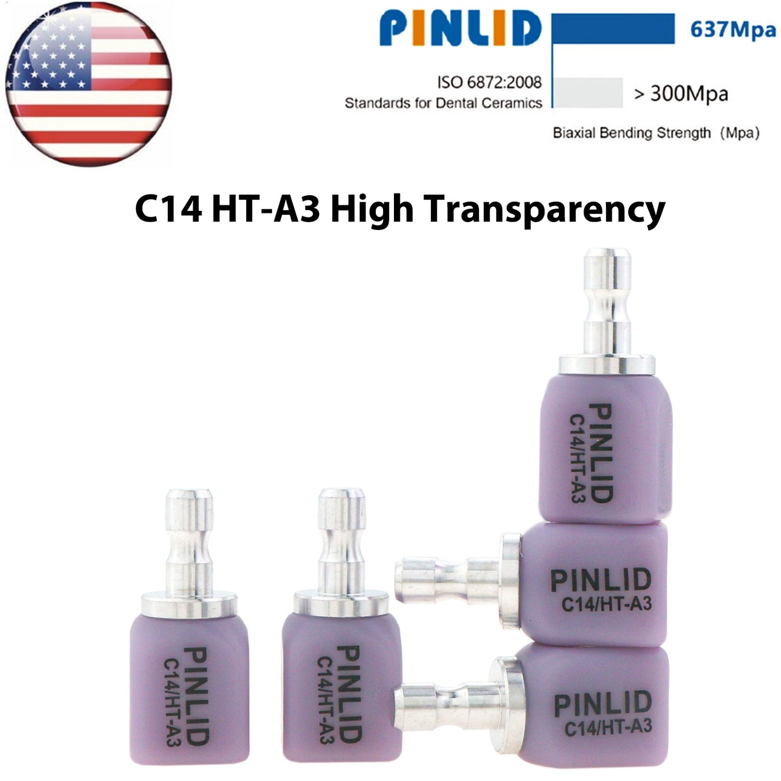 US C14 HT High Transparency Glass Ceramic Block Lithium Disilicate CAD/CAM Cerec