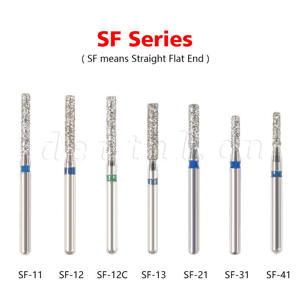 50 pcs Dental Turbine Diamond Burs For High Speed Handpiece Friction Grip Burs
