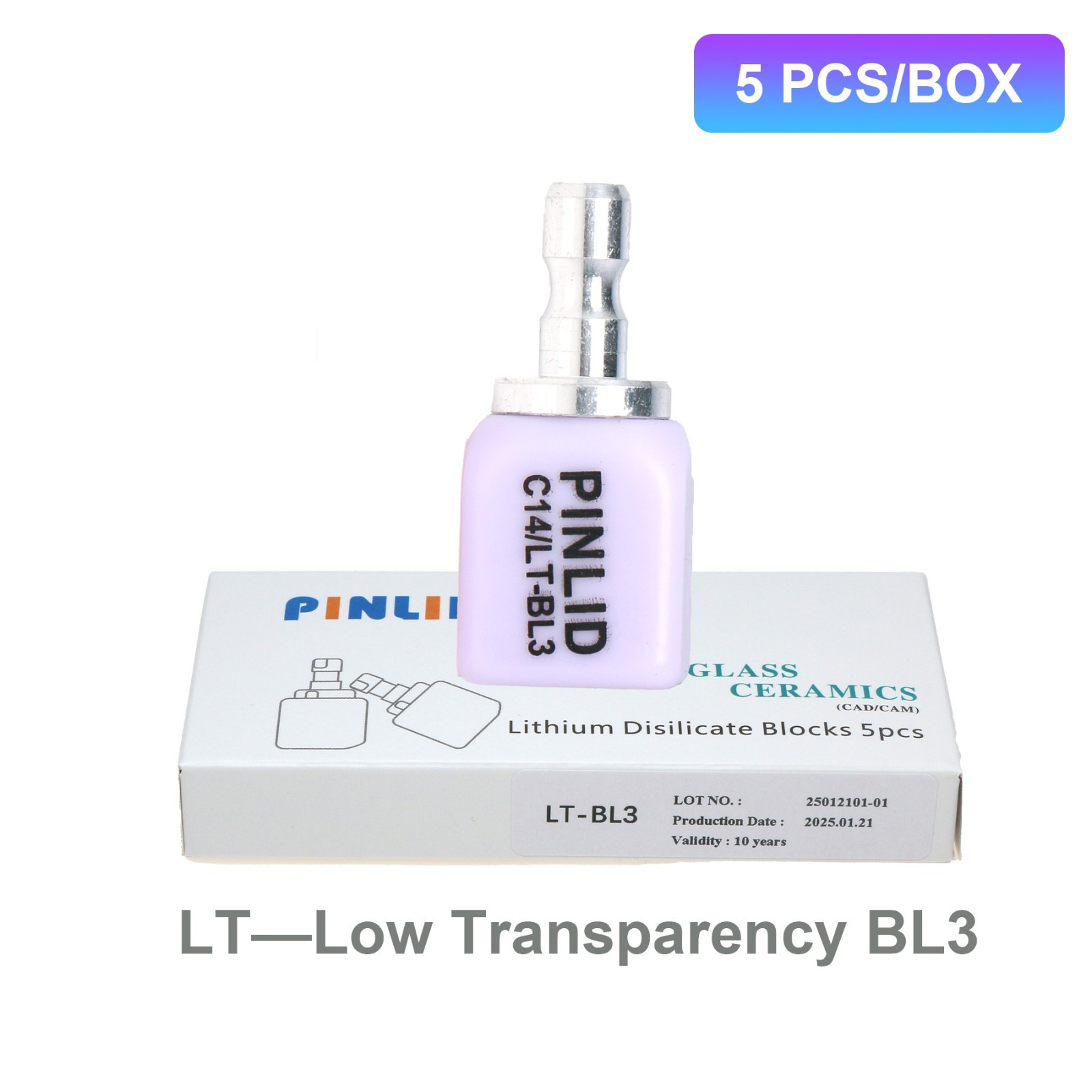 5Pcs/Box C14 LT Dental Block Lithium Disilicate CEREC Translucency Dentistry Lab