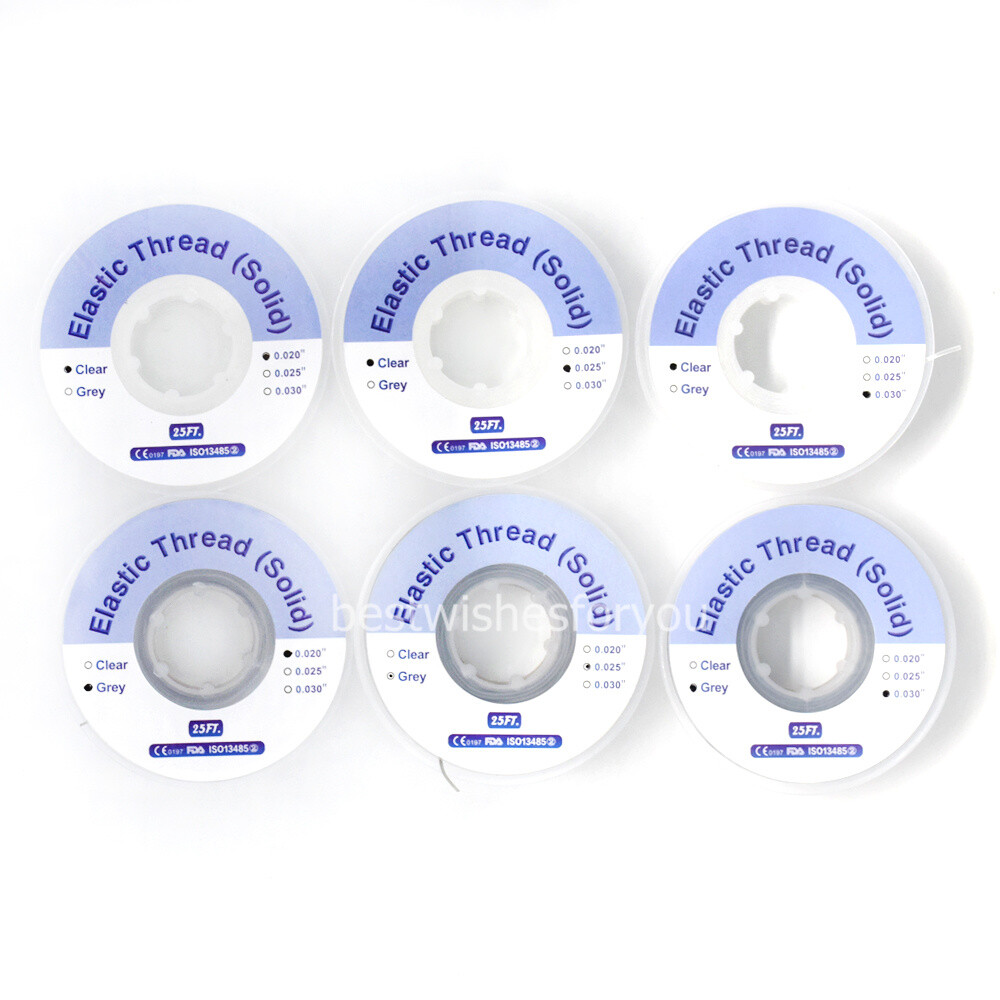 Dental Orthodontic Solid Elastic Thread Traction Pulling 020 025 030 Transparent