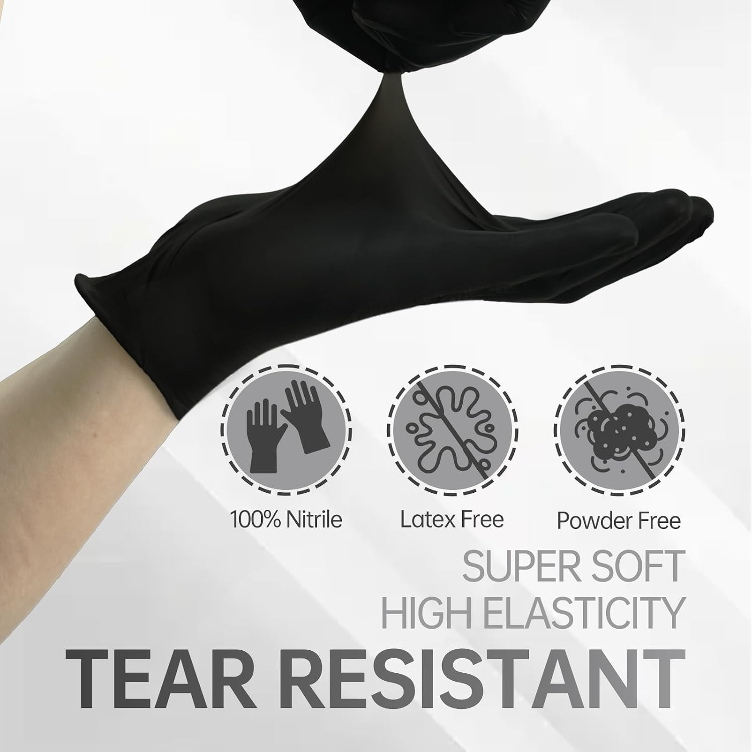 4Mil Black Nitrile Exam Disposable Gloves Latex&Powder-Free, 1000pcs of case