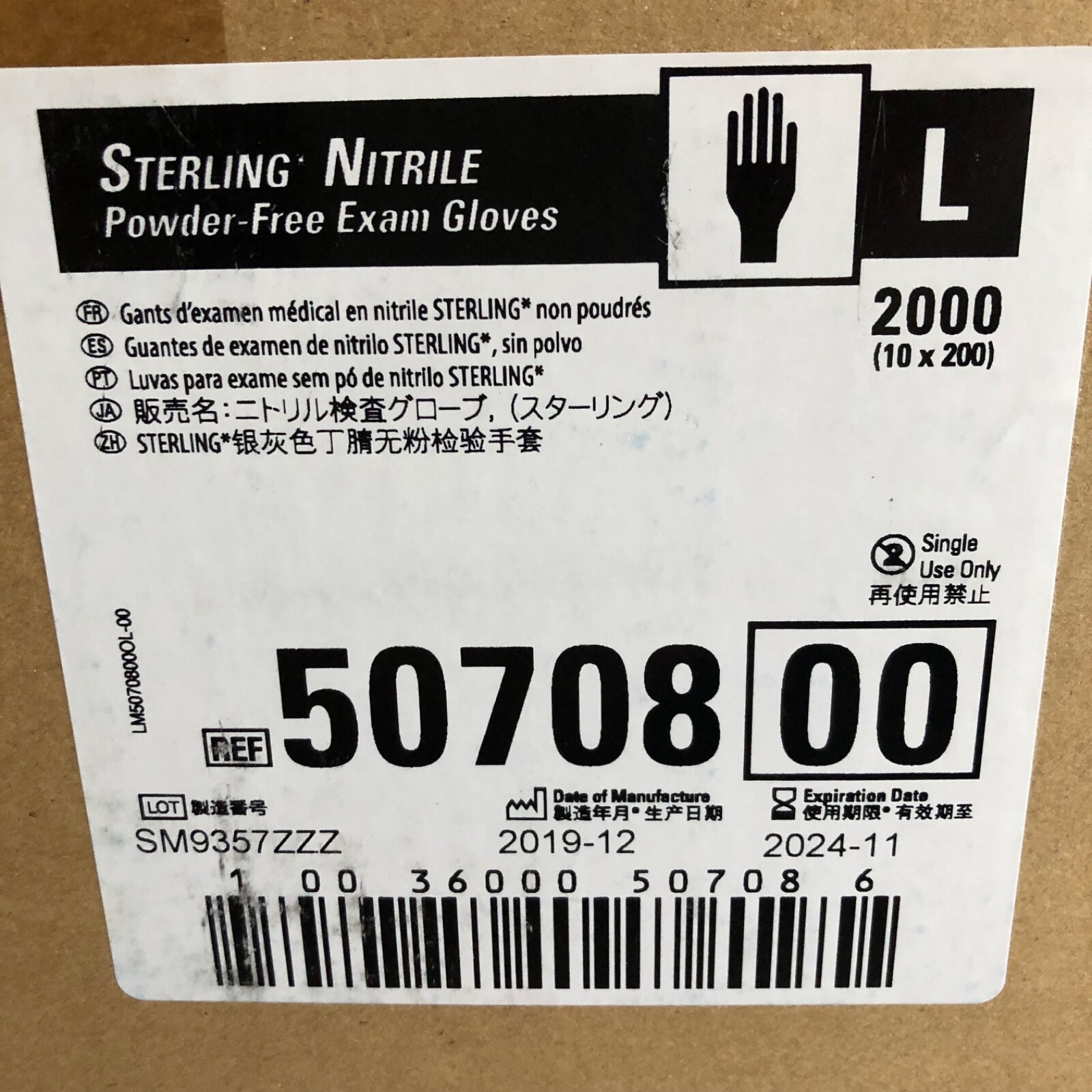 2000 Count Damaged Case Kimberly Clark Halyard Nitrile Gloves Large Exp 1/2025