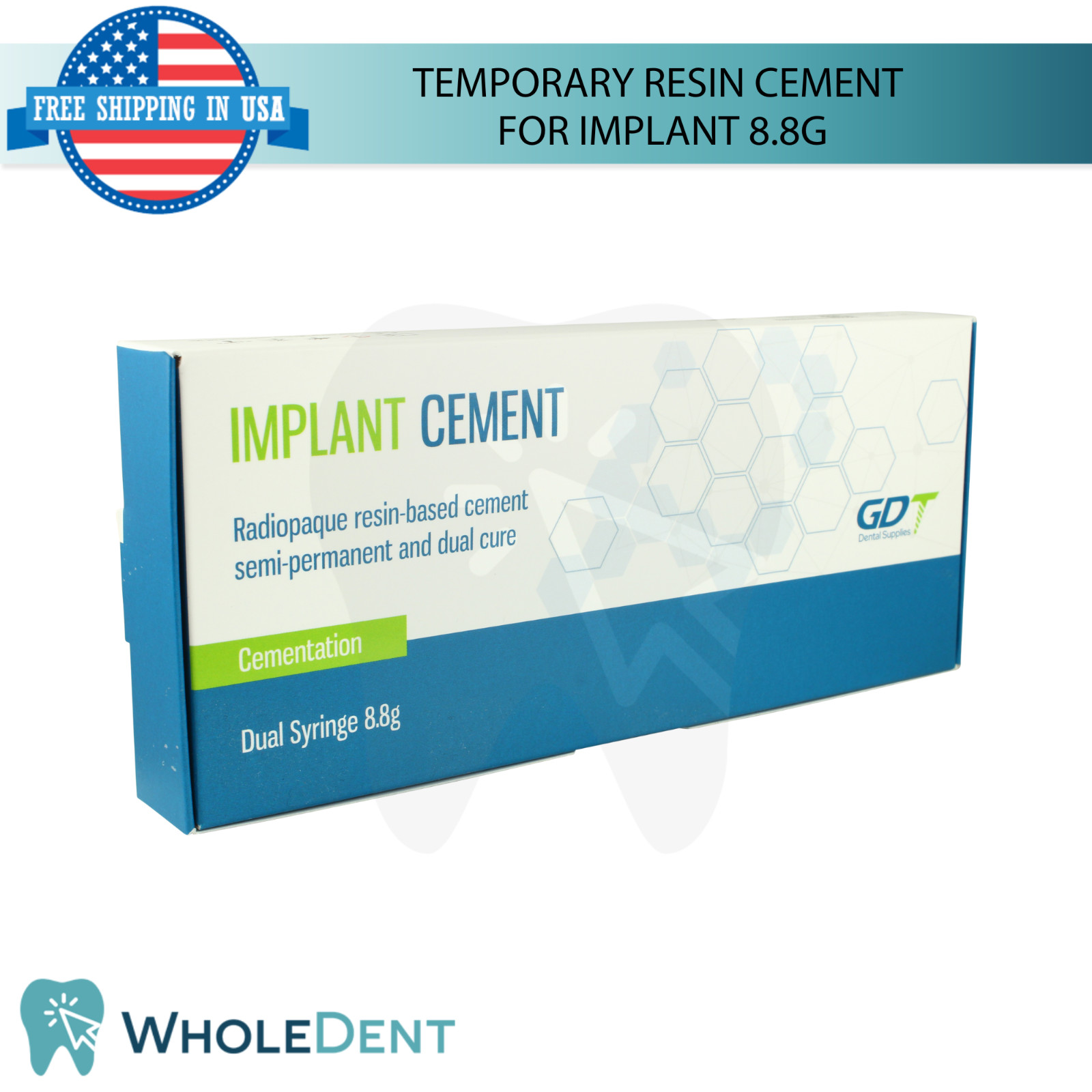 GDT Dental Non Eugenol Temporary Resin Cement For Im plant Retained Crown 8.8gr