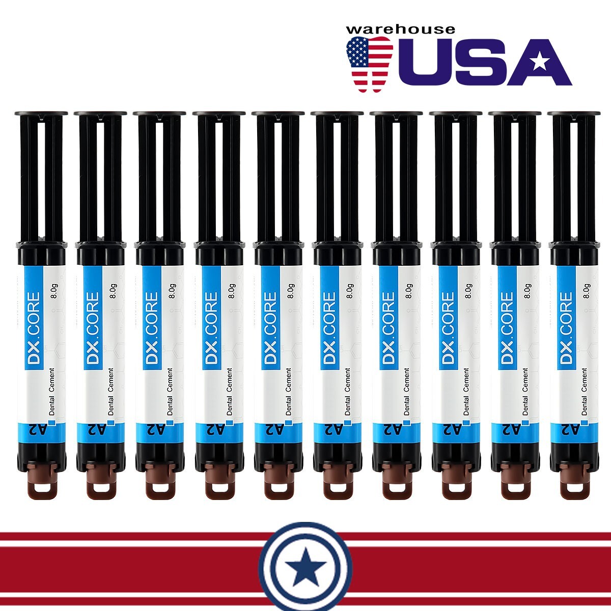 10X Dental Dual Cure Core Build Up Composite Resin Light & Self Cured A2 DENTEX