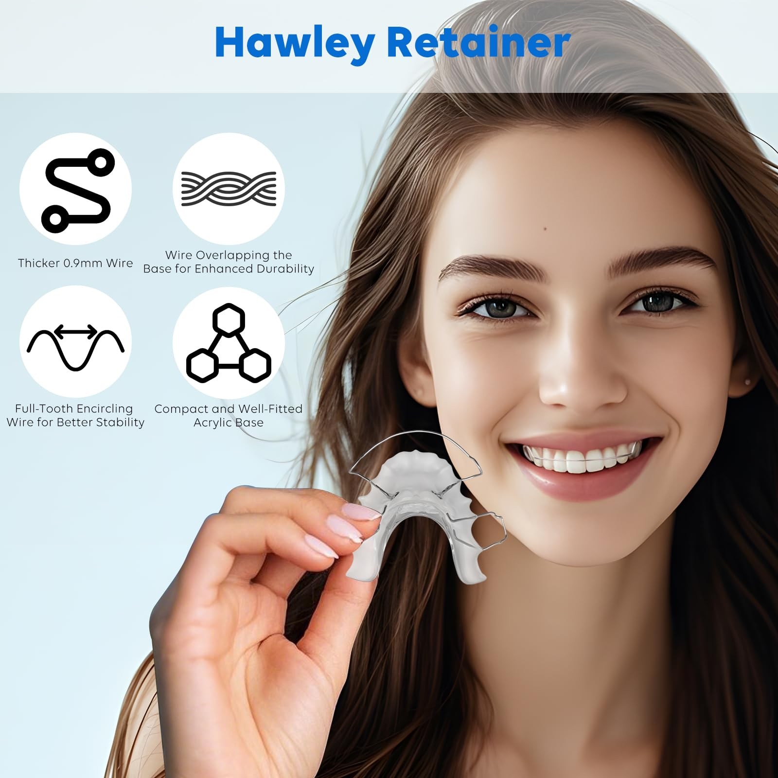 2 Custom Hawley Retainers for Teeth Retention – Comfortable & Durable Upper &…