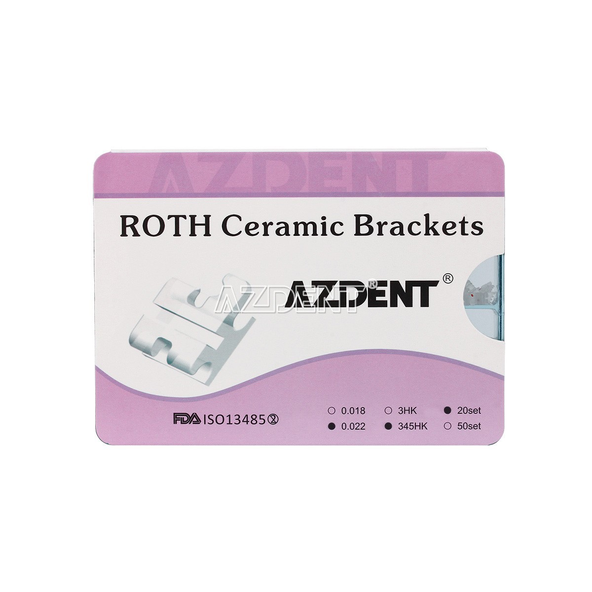 400pcs AZDENT Dental Ortho Ceramic Brace Brackets 5*5 Roth/MBT .022 345 Hooks