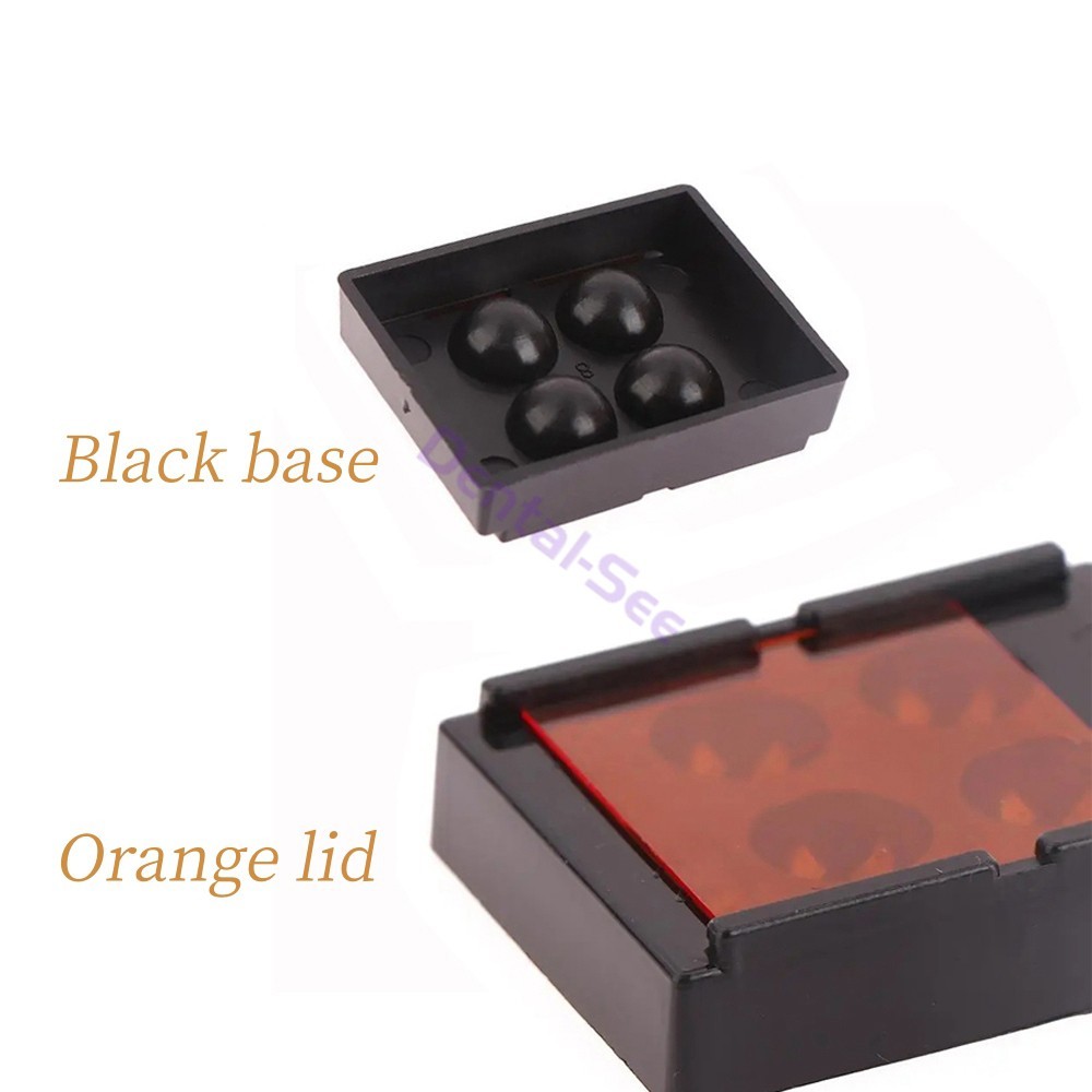 4 Hole Dental Mixing Well with Light Blocking Lid Adhesive Bonding Storage Tray