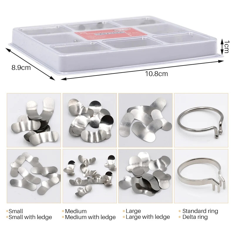 100pcs/Box Dentales Matrices Bandas de matriz de metal contorneadas se Dentista