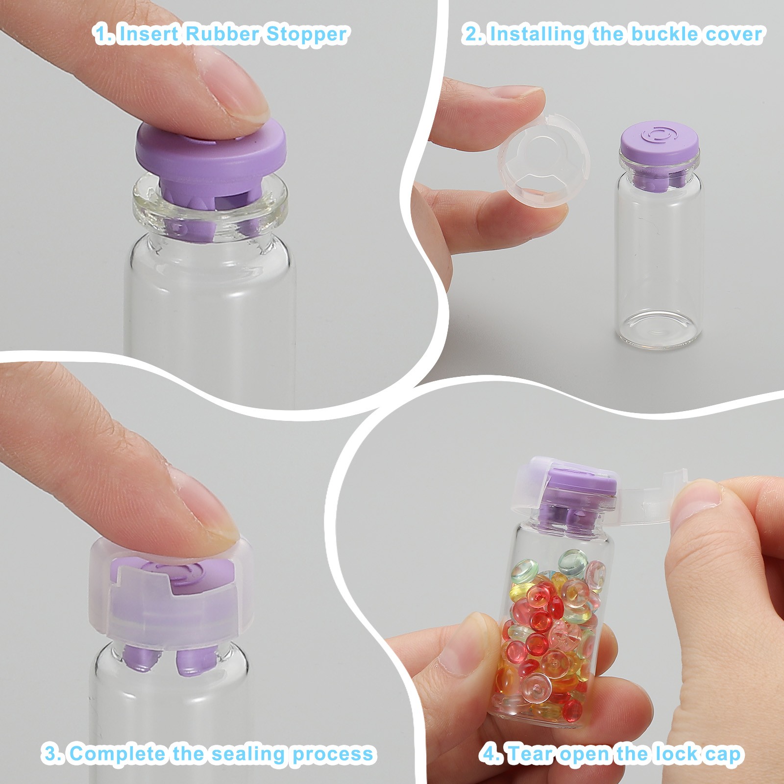 3ml Clear Glass Sample Vials, 10Pcs Small Liquid Bottles, Yellow