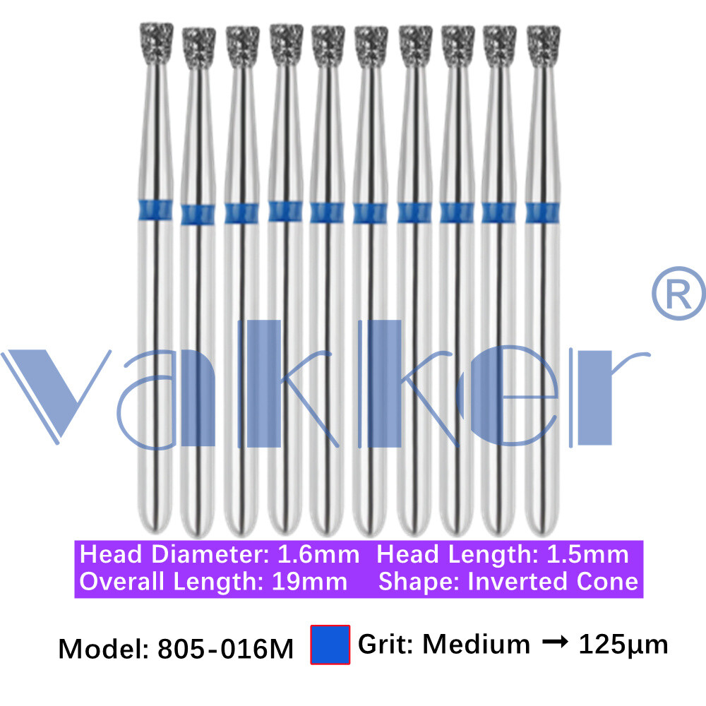 10pc Diamond Burs Shape Inverted Cone & Amalgam Buster Fine Medium Coarse