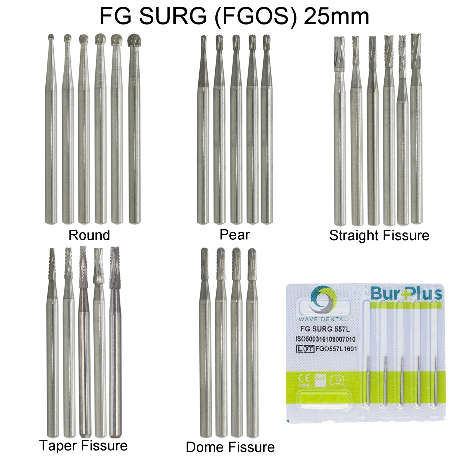 Wave Dental Surgical Bur Round Long 25mm Carbide Bur Friction Grip FG High Speed