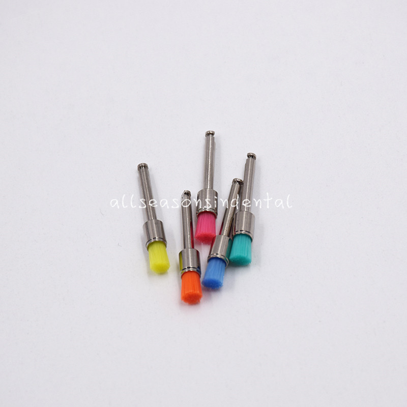 Dental Nylon Latch Flat Polishing Prophy Polisher White & Colorful Brush 200 Pcs