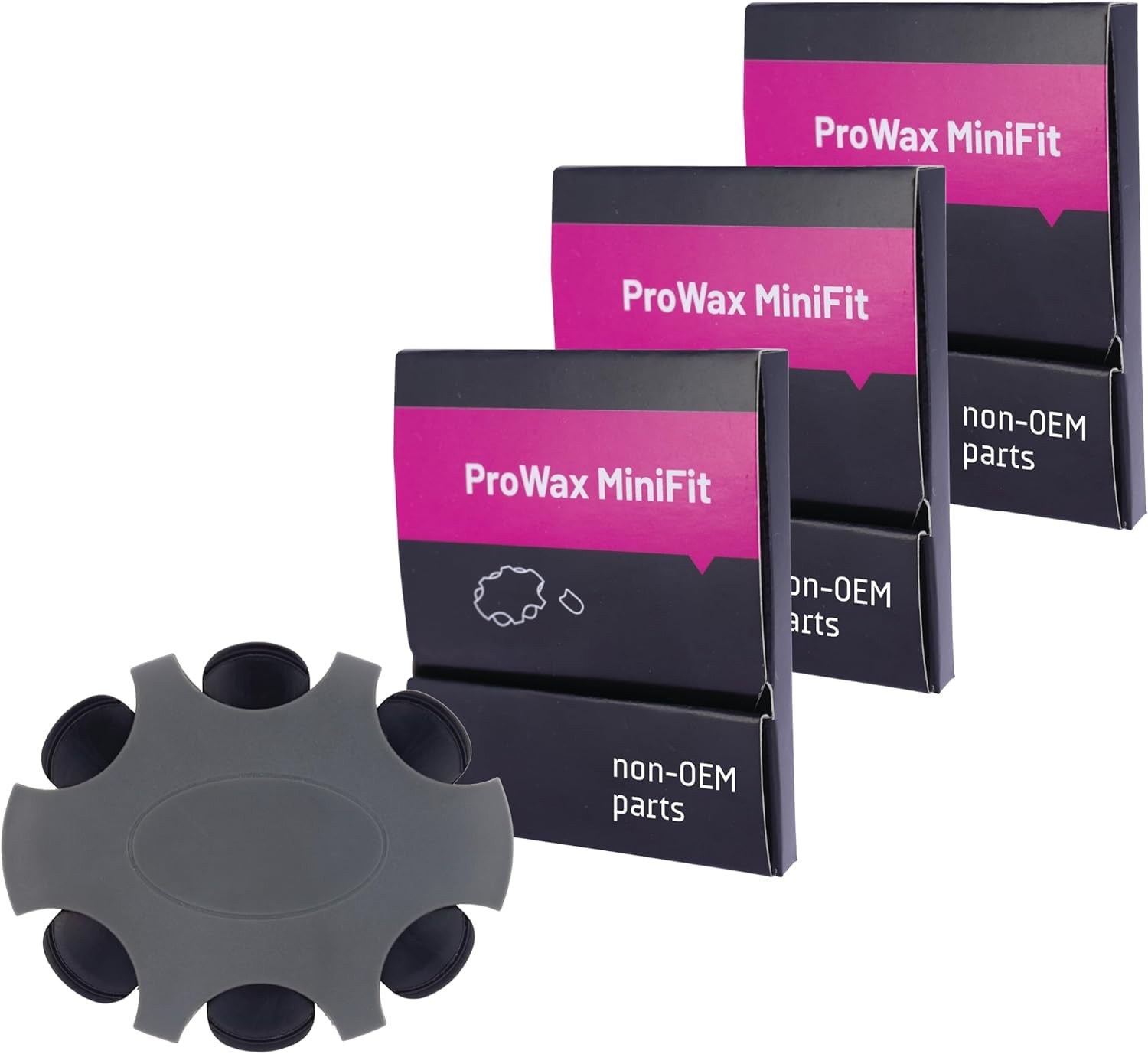 (3 Packs) Genuine Oticon ProWax MiniFit 6 Count (Pack of 3), Black