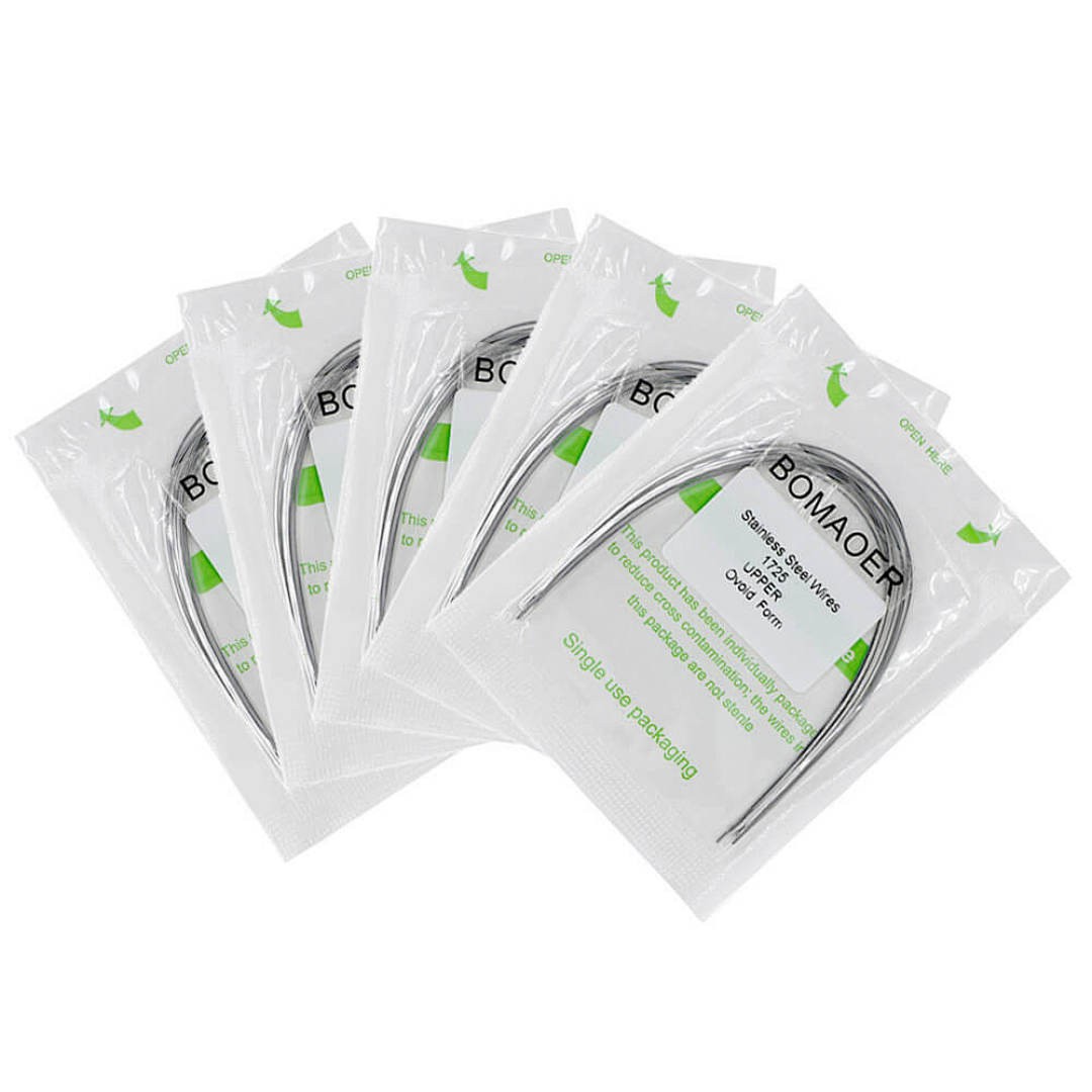 5×Dental Ortho Stainless Steel Rectangular Arch Wire Ovoid Form 17×25 Upper