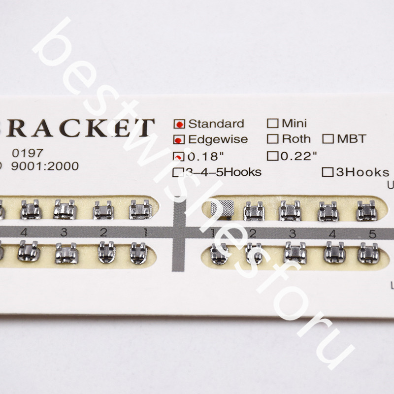 20 Pcs/Pack Standard Dental Ortho Hook/No Hook 018″ Slot Edgewise Metal Brackets