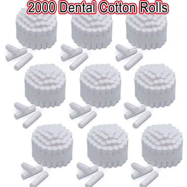2000x Dental Cotton Rolls Premium Quality Size #2 Medium Nonsterile, 3/8″