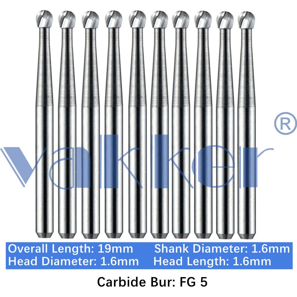 Vakker Dental Tungsten Carbide Burs for High Speed Handpiece FG Friction Grip