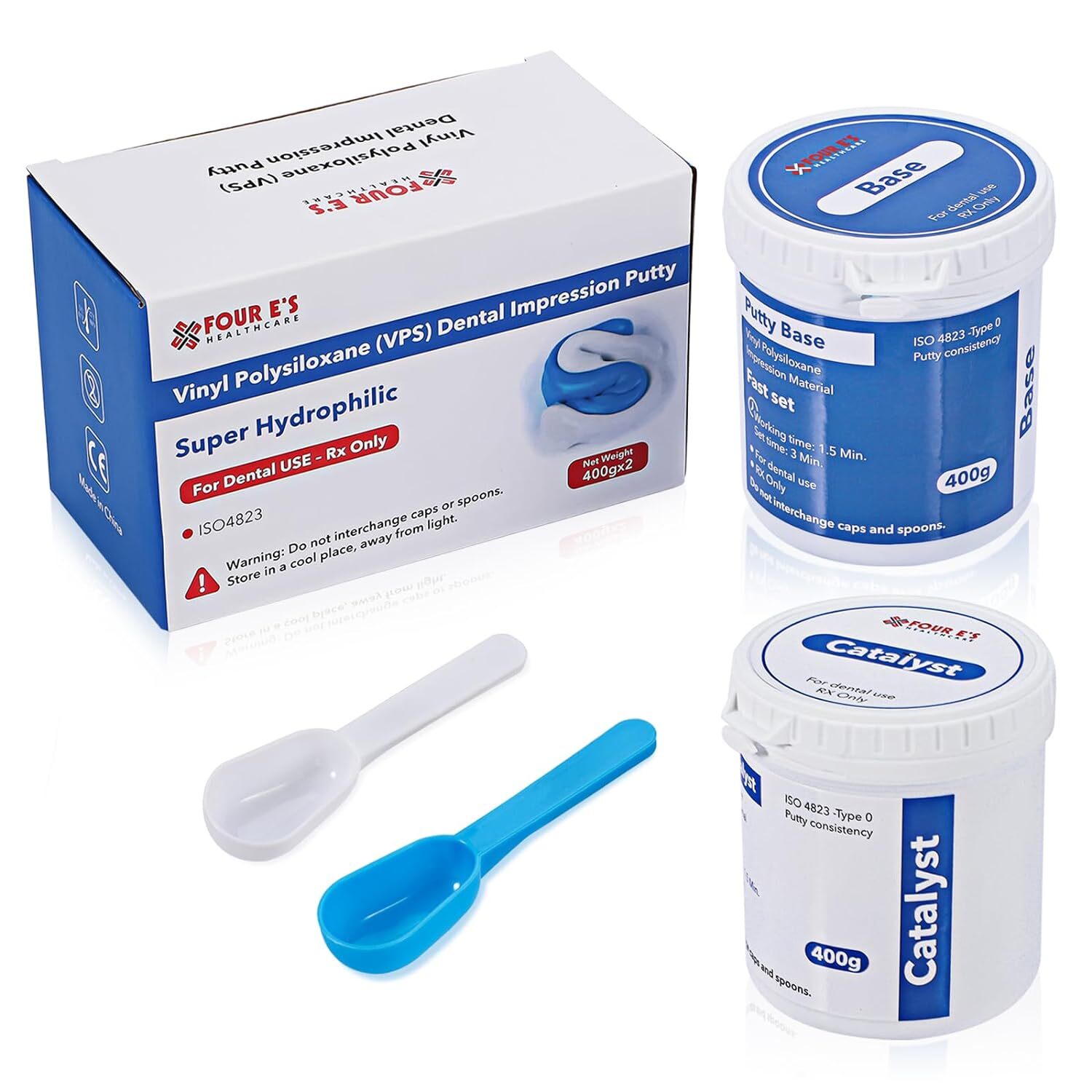 Dental Impression Putty Fast Set VPS Putty 400g Base & 400g Catalyst / 25g x12