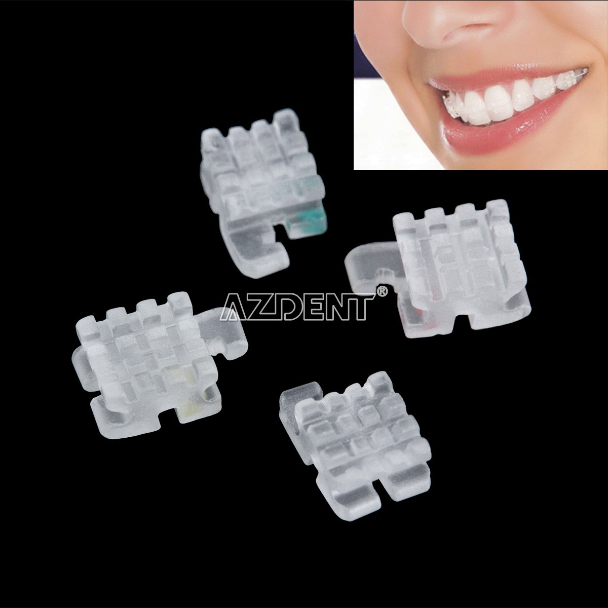 AZDENT Dental Ortho Ceramic Brackets Braces 5*5 MBT/ROTH 022 Hooks 345 Mesh Base