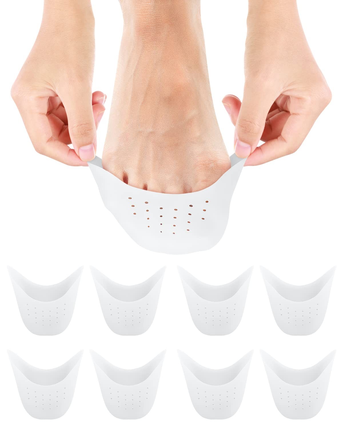 BLATOWN 8Pcs Silicone Toe Protectors Covers for Women Men One size, White