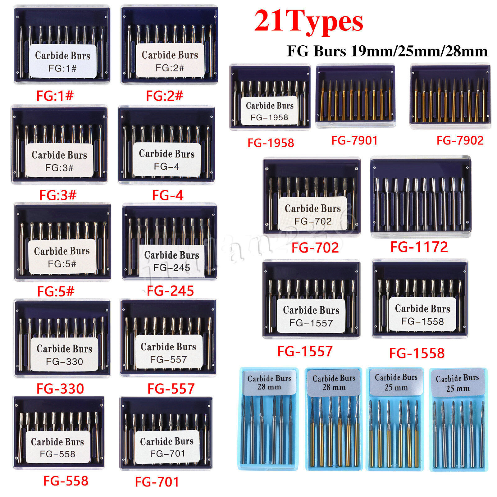 Dental Surgical/ Carbide Burs for High Speed Handpiece Round Cone Bur Diamond FG