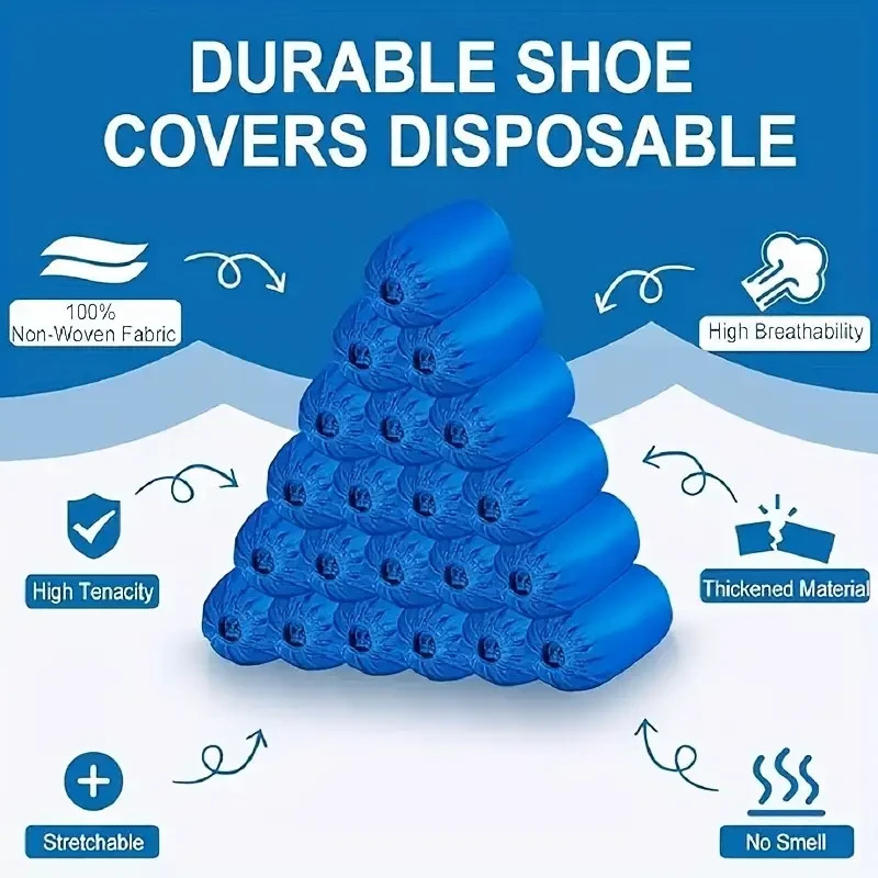100 Pieces Disposable Plastic Shoe Cover PE Waterproof Shoe Cover for Hotel/Home