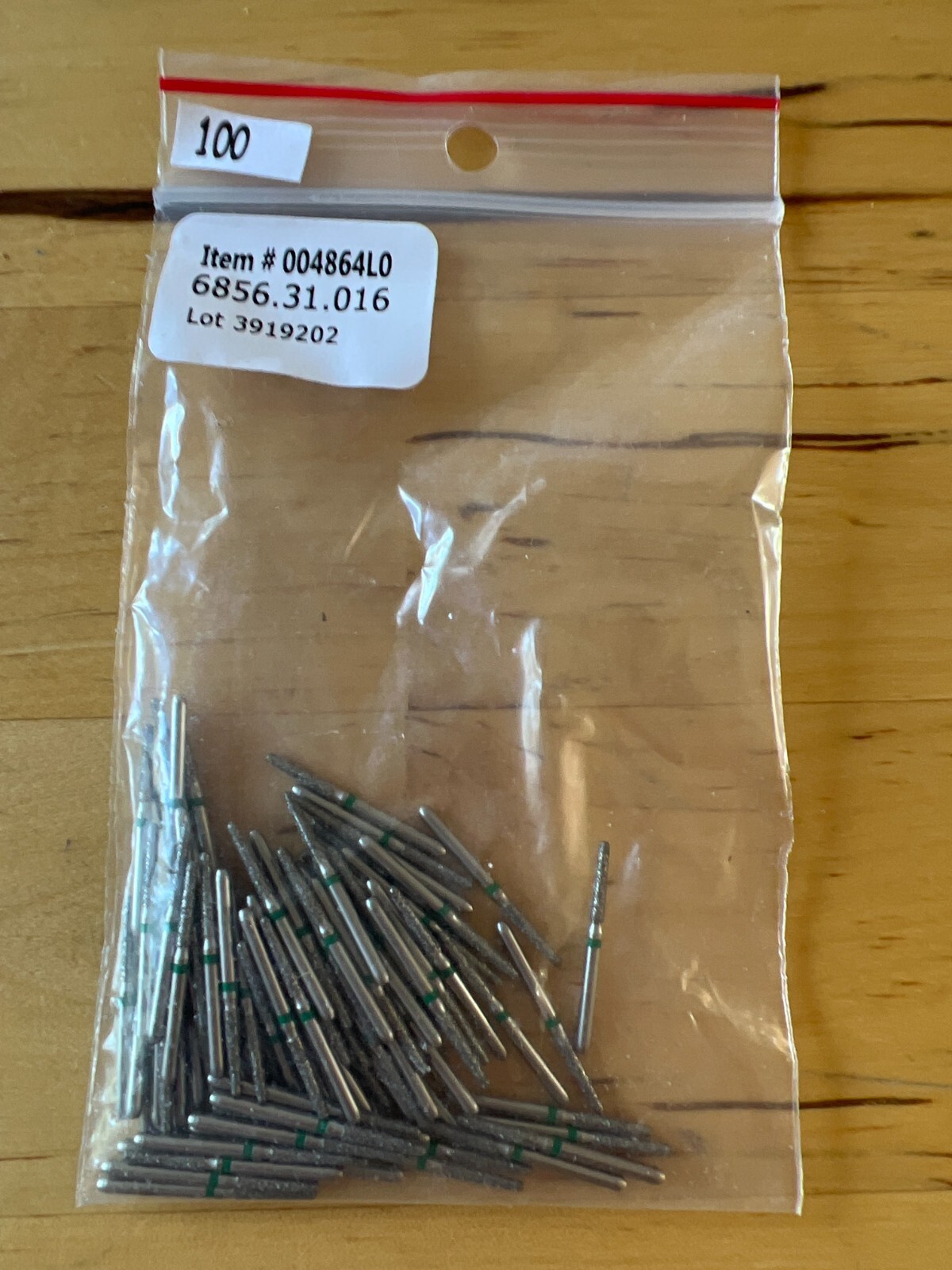 100X 6856.31.016 FG Long Coarse Round-End Taper Diamond Bur 004864L0 New