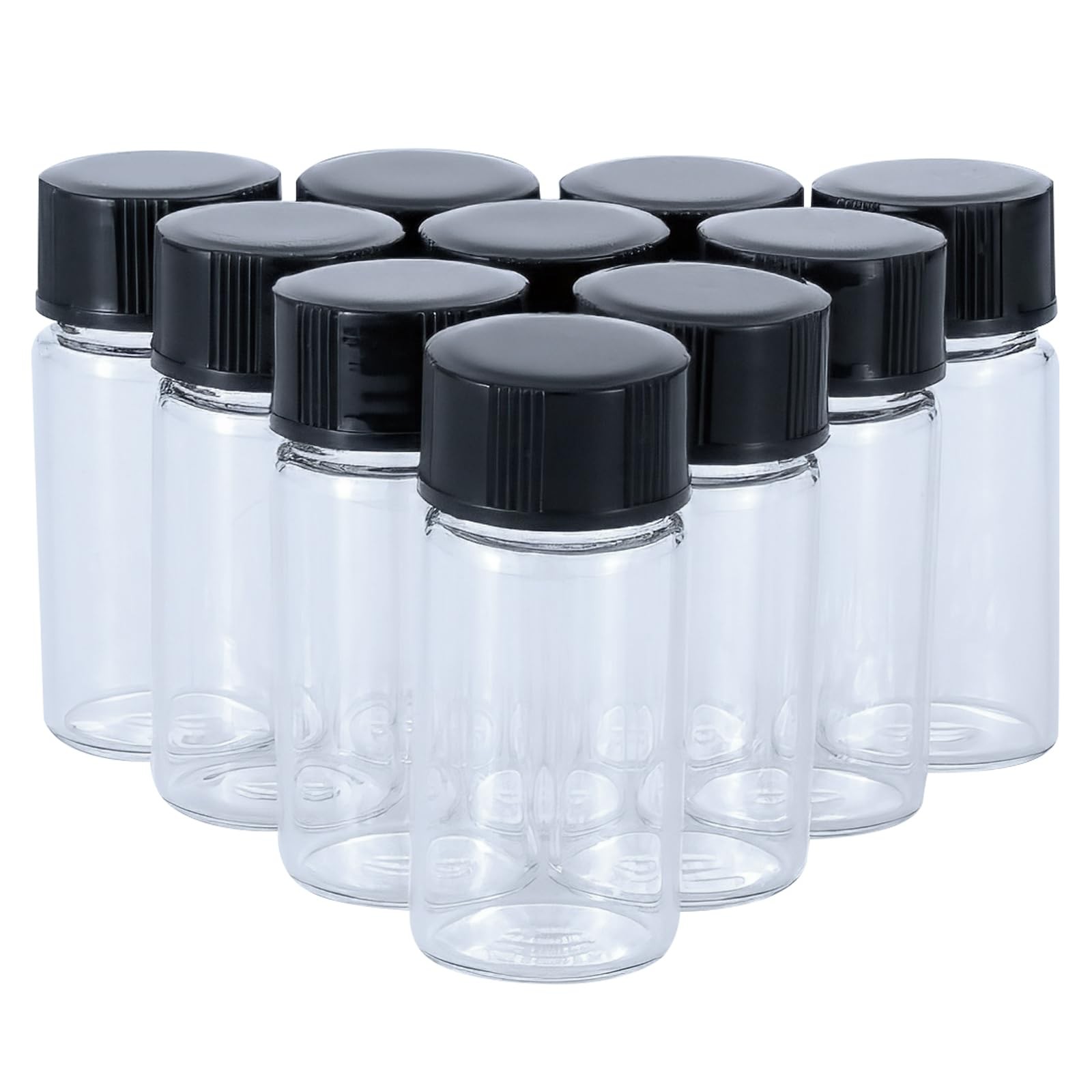 Newzoll 5mL(1/6 oz) Mini Clear Glass Vials with Plastic 5ml-10pcs, clear