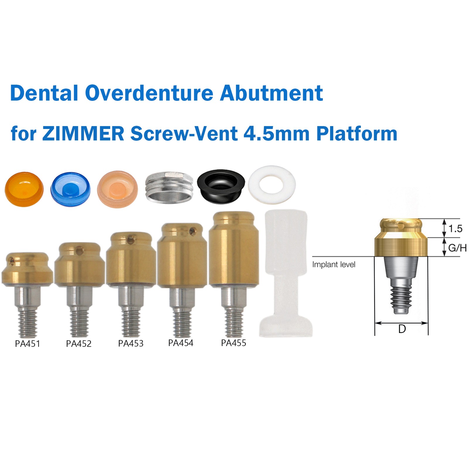 US Dental Locator Overdenture Abutment & Caps Fits Nobel/Hiossen/Zimmer/MIS/TSV