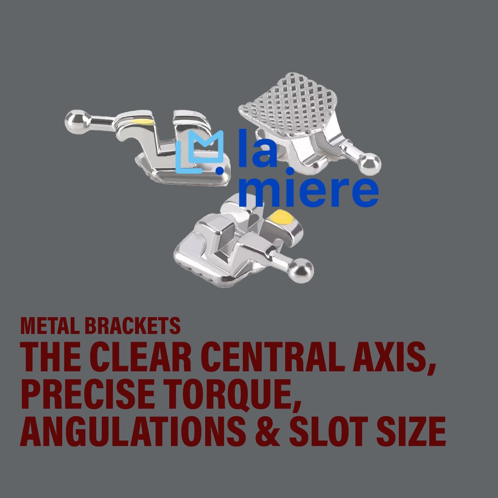 LA MIERE 20PCS Teeth Metal Braces, MIM Monoblock Brackets, 0.22 1PK, Silver
